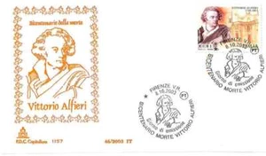 ITALIA REP. - 2003 - Bicentenario della morte di Vittorio Alfieri su FDC Capit. - Imagen 1 de 1