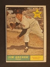 1961 Topps #552 Jim Archer RC - Kansas City Athletics - High #'d SP - VG/EX. 