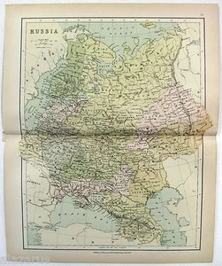 Russia - Original c1875 Map of Russia by Wm. Collins Sons & Co. Antique - Picture 1 of 3