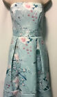 New LIPSY Size 14 Blue Ophelia Printed Satin Bandeau Prom Midi Dress Wedding
