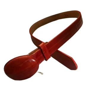 HANDMADE LOS ALTOS BELT RED GENUINE EEL SKIN WESTERN COWBOY SZ 38 - Picture 1 of 7