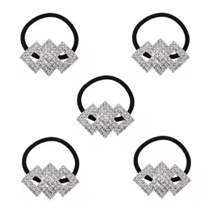5Pcs Sparkly Crystal Rhinestone Hair Bow Ties Scrunchies Ponytail Holder Wome... - Picture 1 of 5