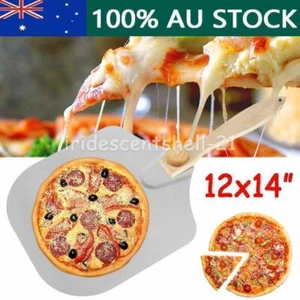 12x14" Aluminum Pizza Peel Oven Paddle Shovel Baker Wooden Handle Cooking Tool - Picture 1 of 12