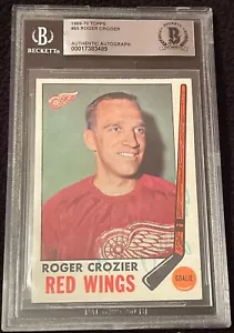 Roger Crozier Signed 1969-70 Topps Card #55 Detroit Red Wings Beckett Authentic - Bild 1 von 2