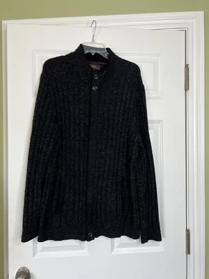 Tasso Elba Hombres Negro Cremallera Frontal Cárdigan Corderos Mezcla Lana Suéter Cuello Simulado XL Foto 1 de 4