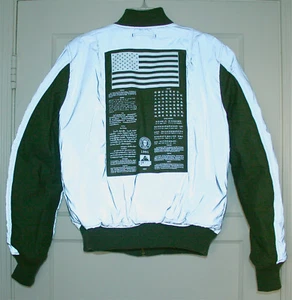 Rare Alpha Industries MA-1 Jacket Green Silver Gray reversible size M Blood Chit - Picture 1 of 12