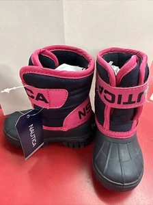 NWT NAUTICA Albermarle Pink & Black Waterproof Winter Snow Boots Toddler Girls 5 - Picture 1 of 6