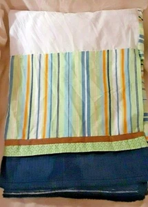Kidsline Blue Orange Striped Baby Nursery Crib Skirt Dusk Ruffle Little Boys - Picture 1 of 3