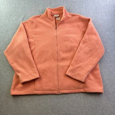 LL Bean Jacket Womens 2XL Peach Orange Long Sleeve Fleece Full Zip Outdoor - Image 1 of 4