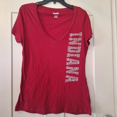 IU Women's Juniors Size L (11/13) Red V Neck Pullover Top With Embellishments - Image 1 of 4