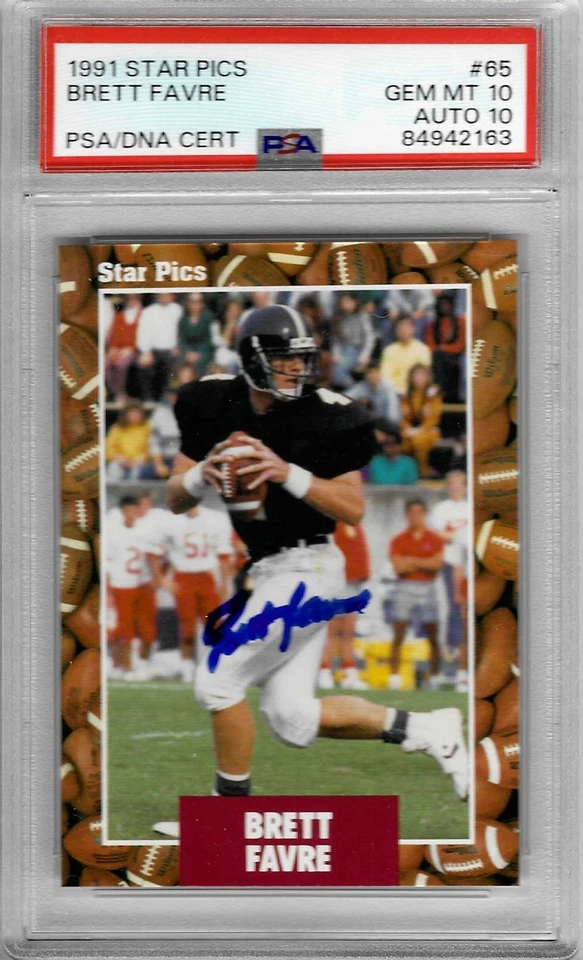 1991 Star Pics #65 - Brett FAVRE - PSA 10+++ DNA 10+++ RC Auto HOF Packers - Image 1 of 1