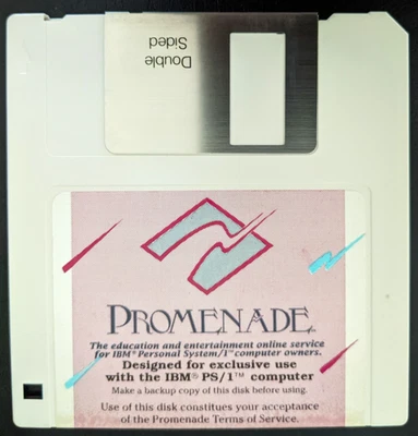 RARO - 1990 PROMENADE Servicio en línea (Pre AOL) para IBM PS/1, ¡Disquete de 3,5"! Foto 1 de 4