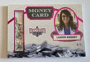 DECISIÓN 2024 Lauren Boebert Rosa LÁMINA TRITURADA TARJETA DE DINERO #MO8 #'d 4/5 - Imagen 1 de 2