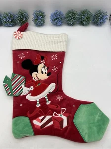 Disney Parks MINNIE MOUSE Calza di Natale Vacanze Velluto Rosso - Foto 1 di 15