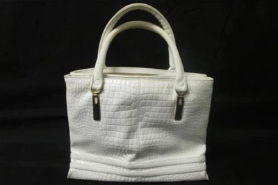 Bolso de Mano By Bueno Blanco Imitación Piel de Caimán Multibolsillos Cierre de Cremallera Talla Mediana Foto 1 de 4