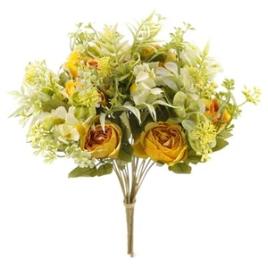 Assorted 3 Branches Yellow Rose Mix Daisy Artificial Flower Arrangement 31cm ... - Picture 1 of 6