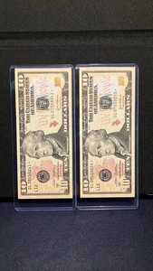 Two - $10 Ten Dollar Star Notes- 2004 A -FW - L series Uncirculated Gem!!! - Picture 1 of 3