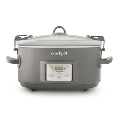 Programmable 7-Quart Cook and Carry Slow Cooker, Grey - Image 1 of 4