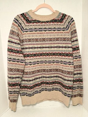 J. Crew Men’s Crewneck Lambswool Fair Isle Sweater Sz Medium Nordic Ski Outdoors - Image 1 of 4