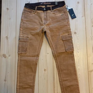A. Tiziano Urban Denim Jeans Brown Tan Streetwear Grunge Hip-Hop Size 32 NWT - Picture 1 of 5