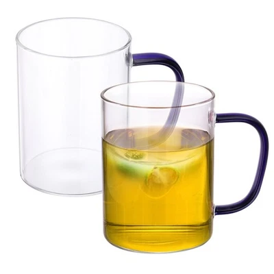 500ml Glass Measuring Cup, 2 Pack Mug Liquid Cups Beaker with Blue Handle - Image 1 of 4