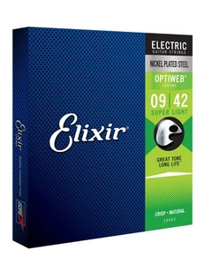 Cuerdas para guitarra eléctrica Elixir 19002 Optiweb recubiertas NPS; medidores súper ligeros 9-42 - Imagen 1 de 3