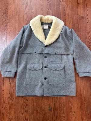 VTG Filson Mackinaw Wool Packer Coat Gray Size 50 Shearling Style 48 USA MINT - Image 1 of 4