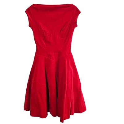 Vintage Young Modes 50s Swing Dress Womens Small Red Pin Up Retro Rockabilly - Image 1 of 4