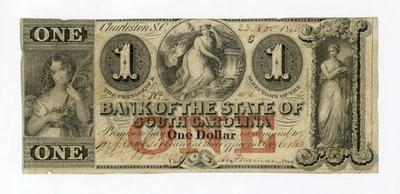 1850 $1 The Bank of the State of SOUTH CAROLINA Note  - Image 1 of 3