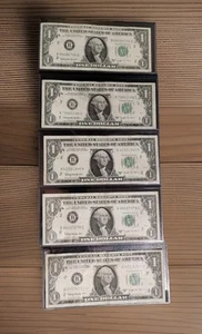 Rare Lot Of $1 1963 B Joseph Barr Federal Reserve Notes Lot Of 5 In Good To Fine - Picture 1 of 4