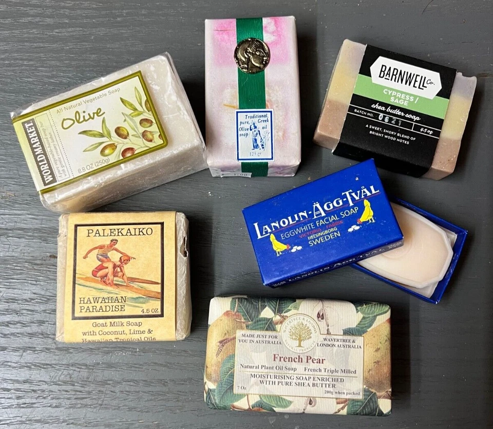 LOT OF 6 Bars of Soap - GOAT MILK, OLIVE, SHEA BUTTER, GREEK, EGGWHITE - Image 1 of 1