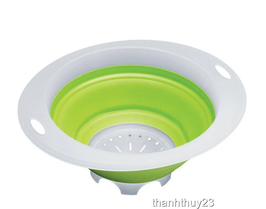 New Progressive 1.5 Qt Collapsible Colander CC-9G Color Green and White - Image 1 of 1