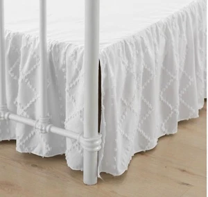 Getufteter Shabby Chic Rüschen Queen Bettrock/Bettrock weiß 100% Baumwolle - Bild 1 von 6