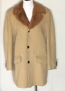 Vintage Sir Pendleton Tan Brown Faux Fur Collar Macklemore Coat - Size 38-40 - Picture 1 of 3