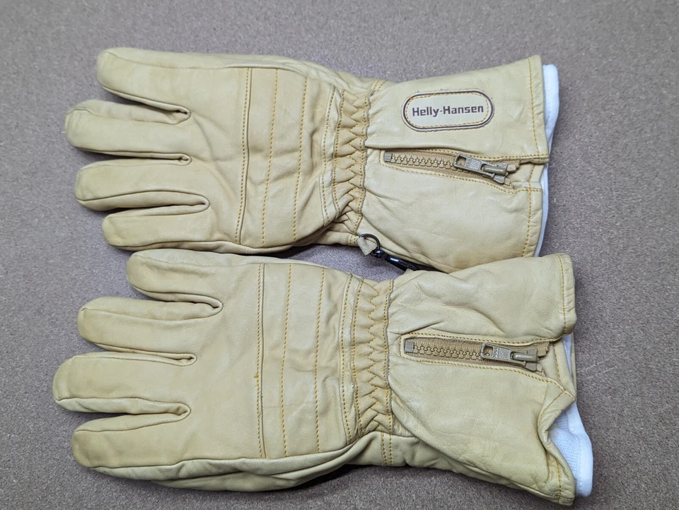 Guantes de cuero vintage Helly Hansen para hombre talla 7 + forros bronceado claro/beige crema Foto 1 de 4