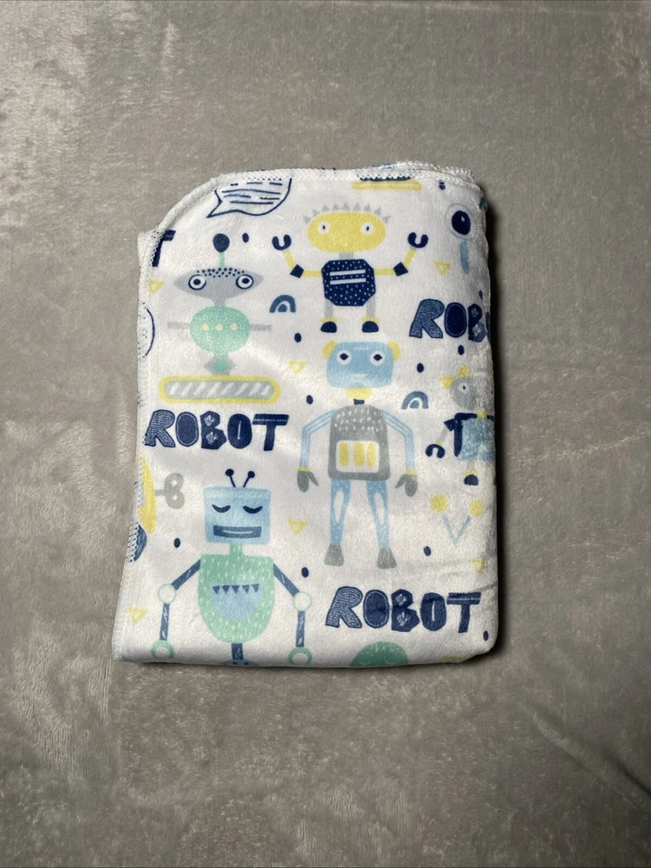 SL Home Fashions Baby Blanket Robot Aliens Reversible Gears Triangle Dots Lovey - Image 1 of 4