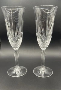 Flauti da champagne vintage Salisburgo di CRISTAL DE FLANDRE 7-7/8" set di 2 - Foto 1 di 5