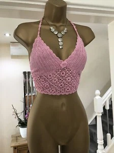 RARE Y2K 90s Jane Norman backless ❤️ vintage crochet halter party top 8 6 - Picture 1 of 6