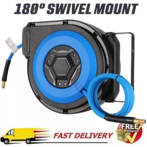 50/80ft Retractable Air Hose Reel Wall Mounted Air Compressor Garage Repair Tool - Picture 1 of 26