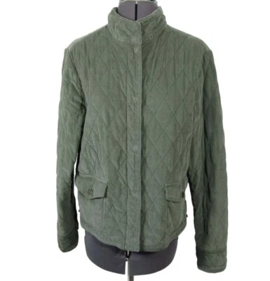 Eddie Bauer Mujer Verde Pana Acolchada Cremallera Frontal Chaqueta Deportiva L Foto 1 de 4