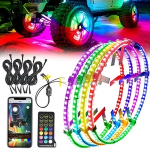 Luz LED de anillo de rueda RGB de 14""/15,5""/17"" para camión luz de llanta de coche APP + control remoto 4 un. - Imagen 1 de 49