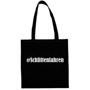 Tasche Beutel Baumwolltasche #Schlittenfahren Hashtag Einkaufstasche Schulbeutel - Bild 1 von 12