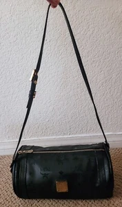 AUTHENTISCHE MCM VISETOS MONOGRAMM PVC & LEDER SCHMETTERLING SCHULTERTASCHE GEBRAUCHT SCHWARZ - Bild 1 von 14