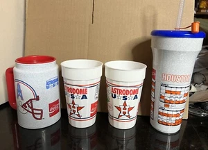 4 Vintage Astrodome Plastic Cups Houston Texas Astros Oilers Coke - Picture 1 of 10
