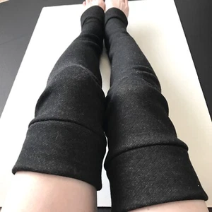 Black Fleece Leg Warmers Winter Knee Socks Warm Leggings Soft Pants Made in USA - Picture 1 of 7
