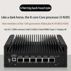 2.5G Firewall Router 12th Gen Intel i3 N305 N100 6x i226-V Fanless Mini PC DDR5 - Picture 1 of 14