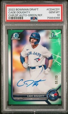 Cade Doughty 2022 Bowman Draft #CDACDY Green Chrome Refractor Auto /99 PSA 10 - Image 1 of 2