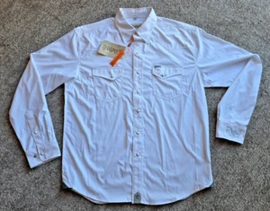 Rafter C Outdoor White Pearl Snap Long Sleeve Shirt Men's Medium Western Rodeo - Picture 1 of 15
