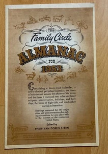 The Family Circle 1953 Almanac Van Doren Stern Birth Year - Picture 1 of 5