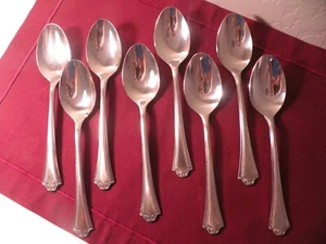 Set Of 8 Oval Soup Spoons Stanley Roberts Rogers LAVALIER Burnished Stainless 7" - Picture 1 of 7